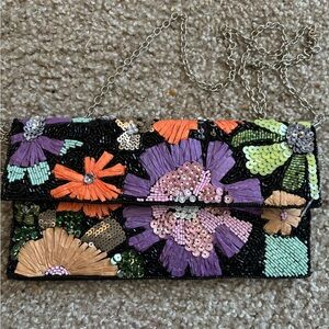 Floral Sequin Wallet